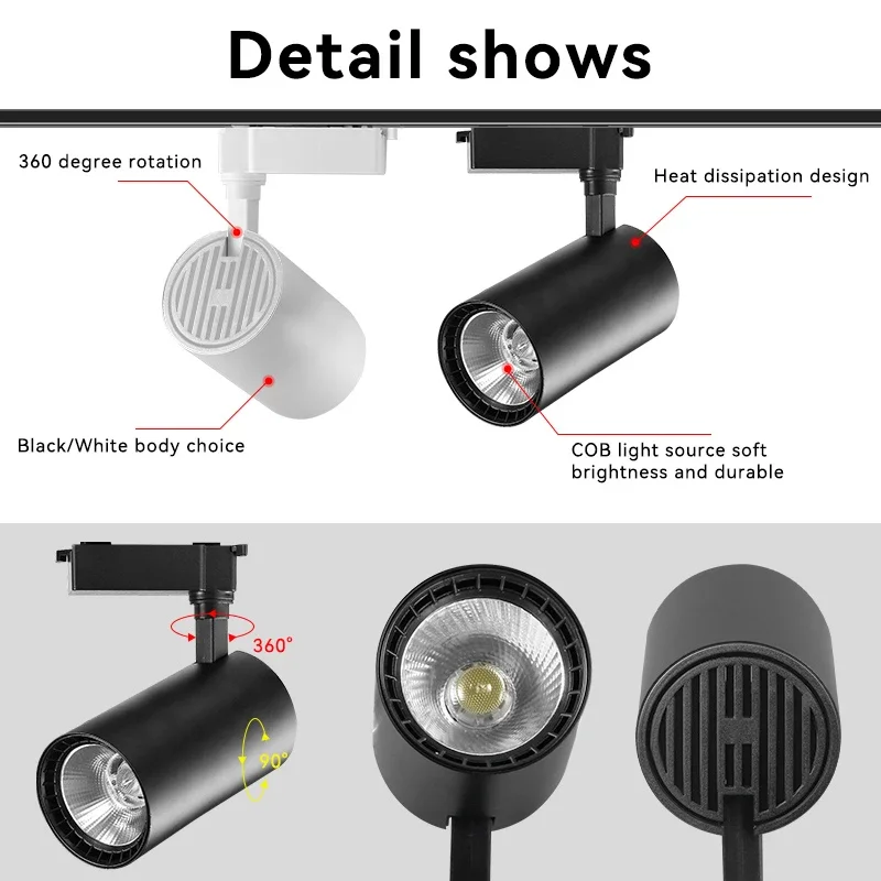 Track Light Spotlight Set 220V COB 12/20/30/40W for Home Kitchen ceiling track light
