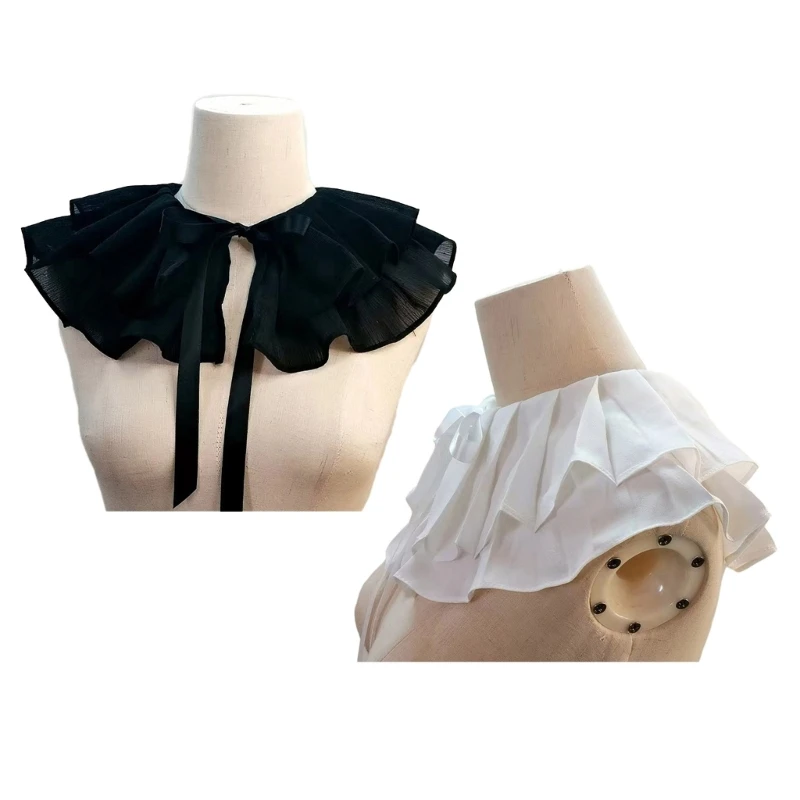 

Peterpan Collar Ruffled Collar White Vintage Large Lapel Half Shirt Collar Sweet Girls Large Lapel Decorative Shawl Dropshipping
