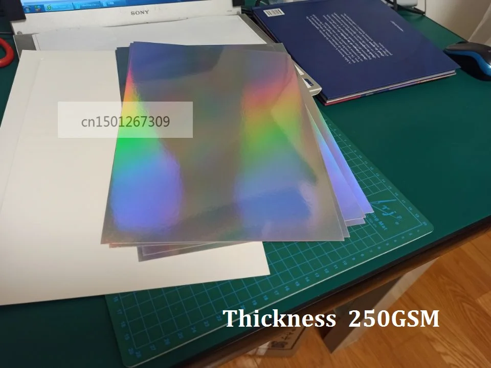 250GSM SINGLE SIDE SILVER RAINBOW HOLOGRAPHIC A4 CRAFTING CARD