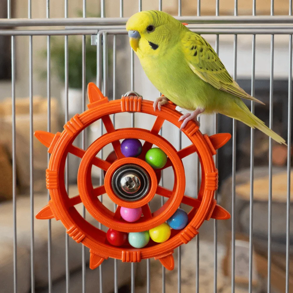 Rudder-Shaped Colorful Bird Spinner Toy with Beads – Durable Plastic Entertainment