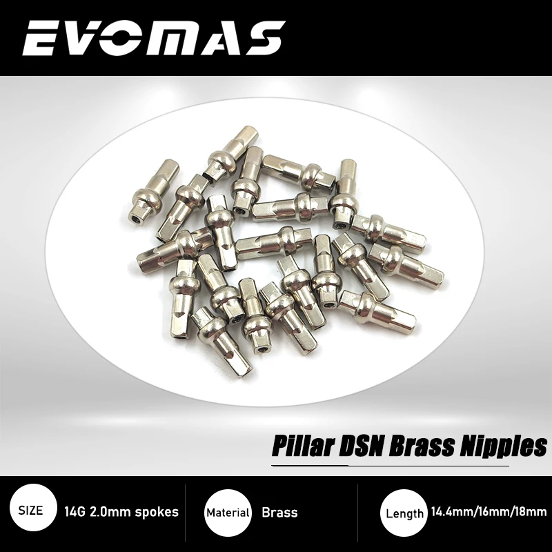 Double Square Head Sliver Pillar DSN Nipples for MTB Road Bike Spoke Brass 14G Spoke14.4mm 16mm 18mm High Strength Nipples