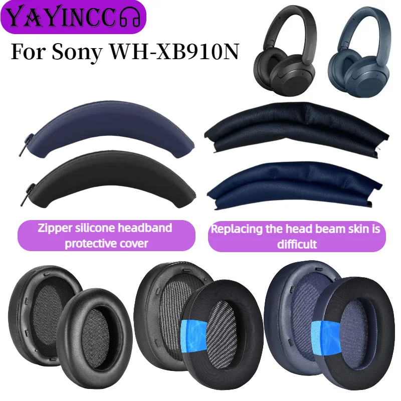 YAYINCC For SONY WH-XB910N wireless Headphones Replacement Ice gel ear pads earmuffs ear cushion headband leather