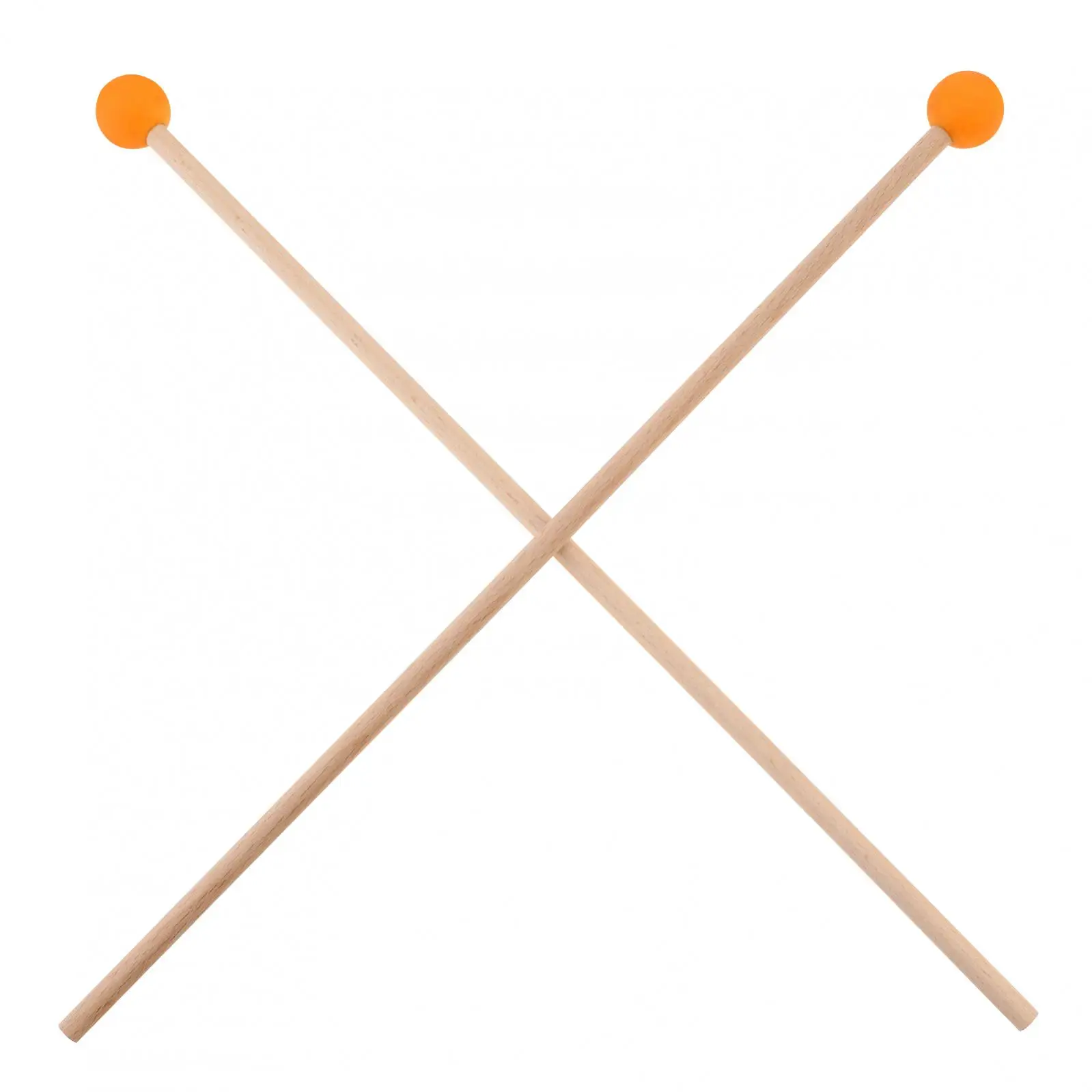 1 Pair Long Wood Handle Rubber Head Glockenspiel Xylophone Mallet, 41.5cm / 16.33 Inch Percussion Sticks