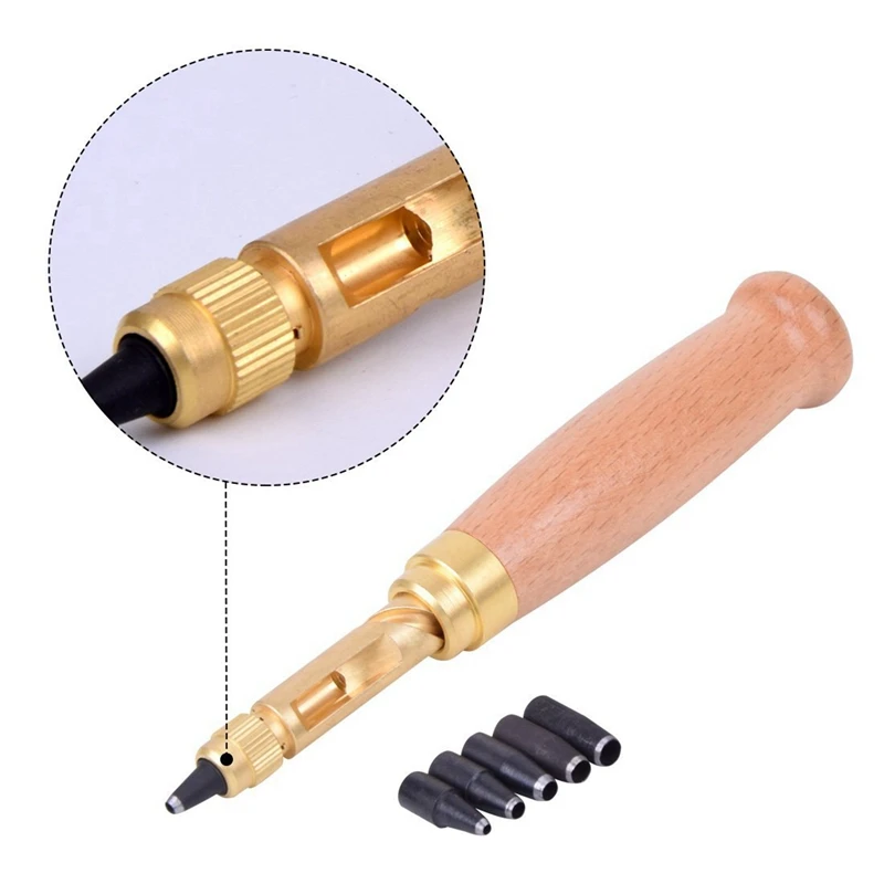 Retail 6 Tip Sizes 1.5Mm, 2Mm, 2.5Mm, 3Mm, 3.5Mm, 4Mm Screw Hole Punch/Auto Leather Tool With 2 Pcs Leather Carving Knives wood pellet making machine