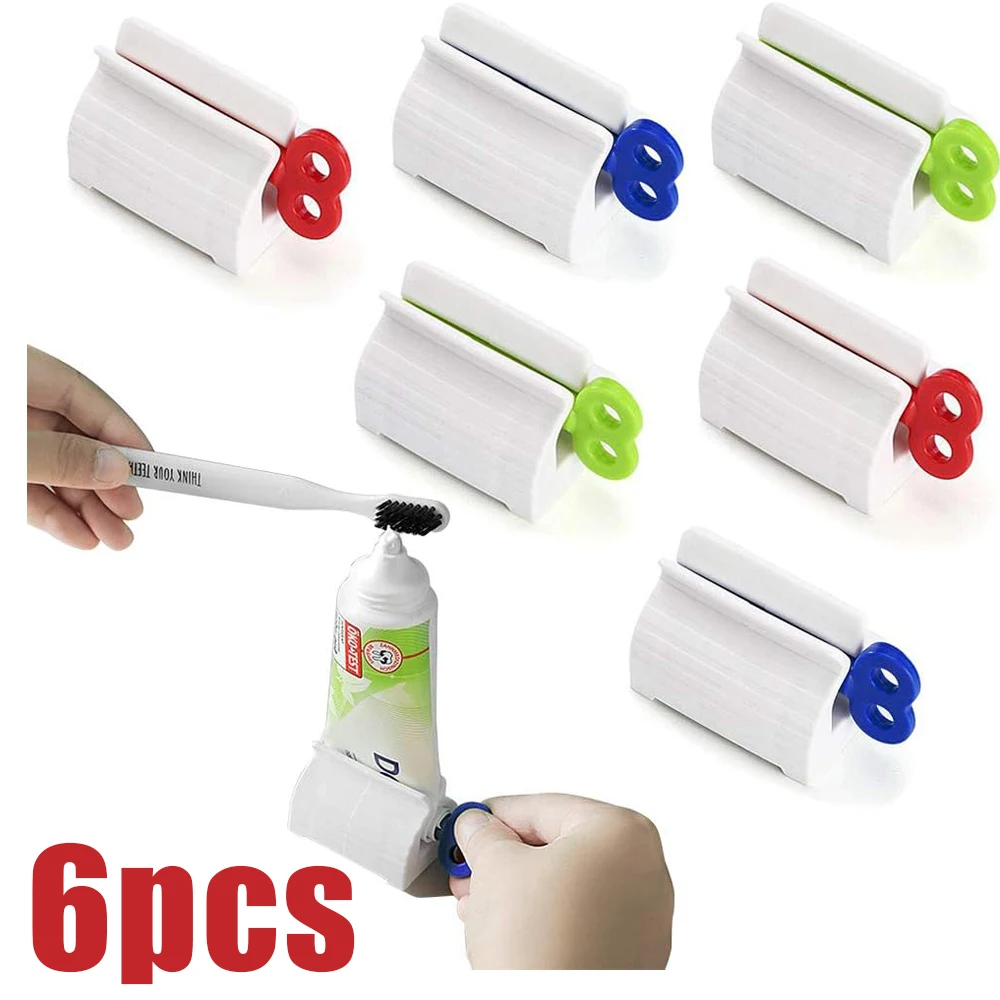 Toothpaste Squeezers 6 Pcs Multi-Purpose Dispenser Rolling Holder Stand