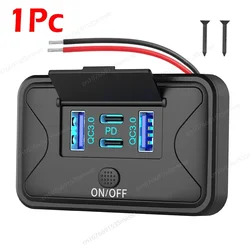 Dual USB Outlet Wall Mount Panel with Button Switch - 2 Pack, 78W Total Power (1Piece - 4Ports)