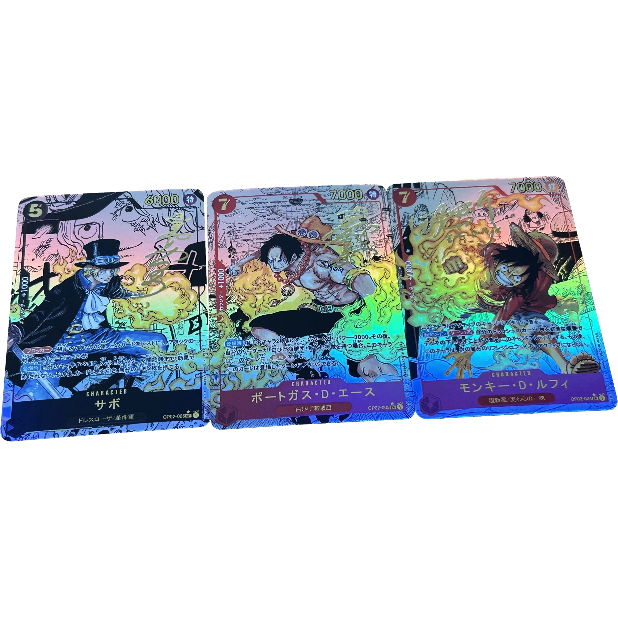 3 Pz/Set Fai Da Te Self Made One Piece Three Brothers Rufy Ace Sabo Flash Cards Gift Toy Game Anime Collection Cards