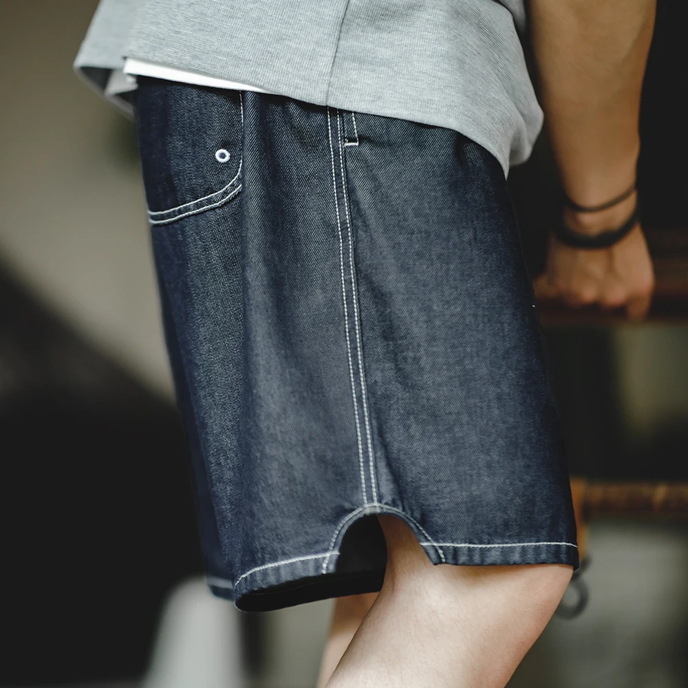 Maden Summer Casual Ice Jeans Men Denim Shorts Cool Fit Loose Straight Leg Half Pants Men's Summer Shorts Pants