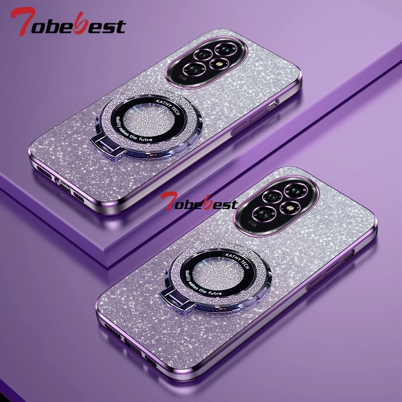 Glitter Plating Magnetic Holder Soft Silicone Phone Case