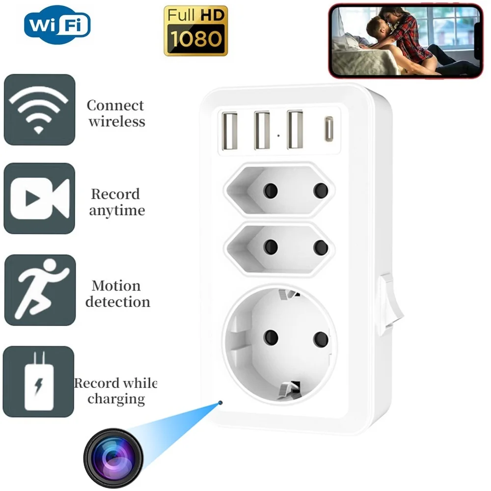 Eu Plug Standard Usb Sockets Adapter Camera Wifi Remote Monitoring 7 In