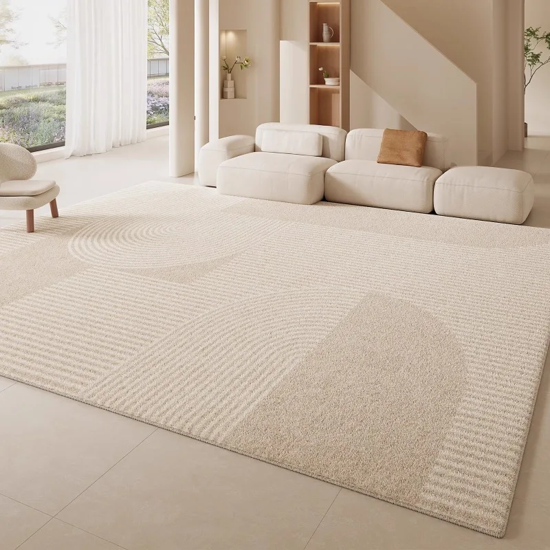 Cream Style Living Room Decorative Carpet Abstract Lines Bedroom Carpet Beige Minimalist Art Luxury Rug Plush Soft Study Rugs IG 3