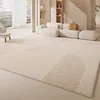 Cream Style Living Room Decorative Carpet Abstract Lines Bedroom Carpet Beige Minimalist Art Luxury Rug Plush Soft Study Rugs IG 3