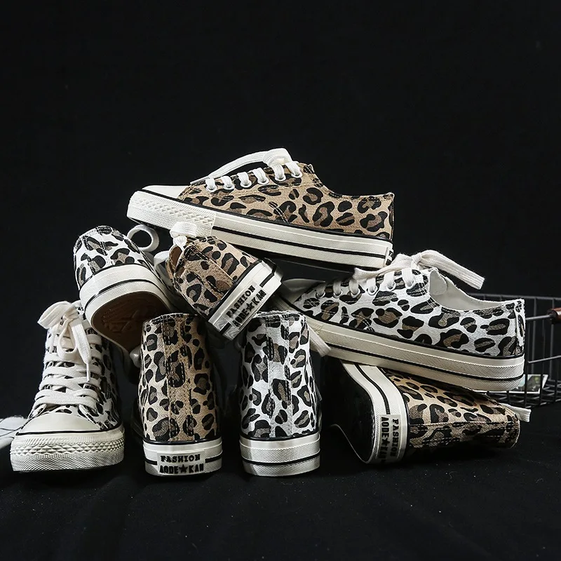 Fashion Canvas Trend Women's Vulcanized Shoes New Style Leopard Print Canvas Shoes for Women