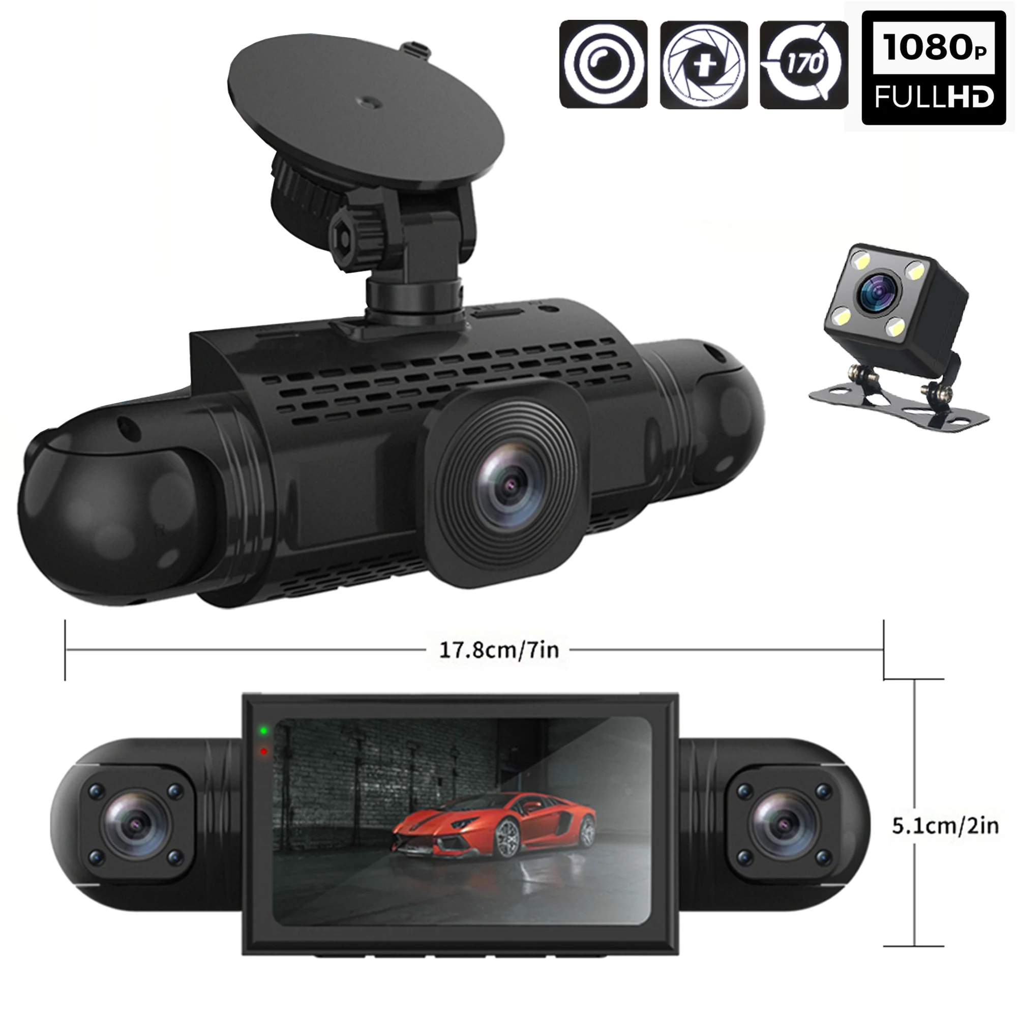 Black Box Car Dash Cam FHD 1080P Front Rear Night Vision