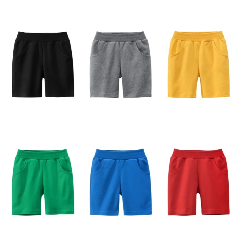 Summer Children Shorts Cotton Shorts For Boys Girls Solid Color Toddler Panties Pocket Kids Beach Short Sports Pants Baby