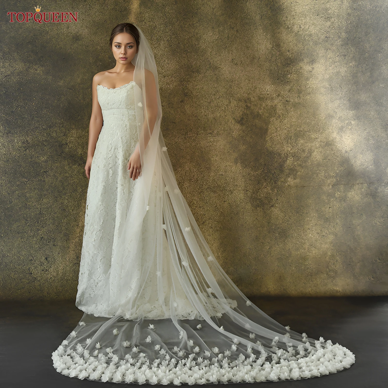 Bridal Veil,Wedding Veil with 3d Flowers