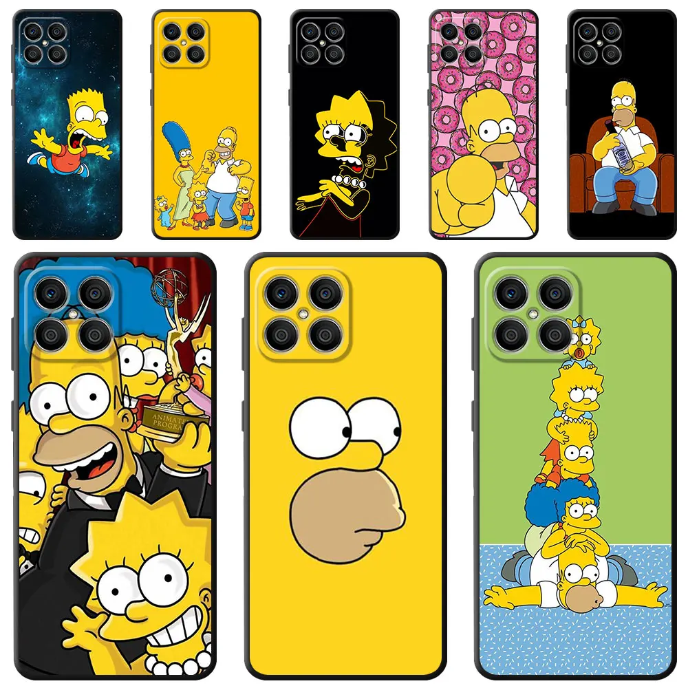 Cartoon The Simpson Case For Honor 90 Lite 8X 20 70 X8 X8A X9A X7 X6 50 Magic5 Pro 4 Black Soft Phone Funda