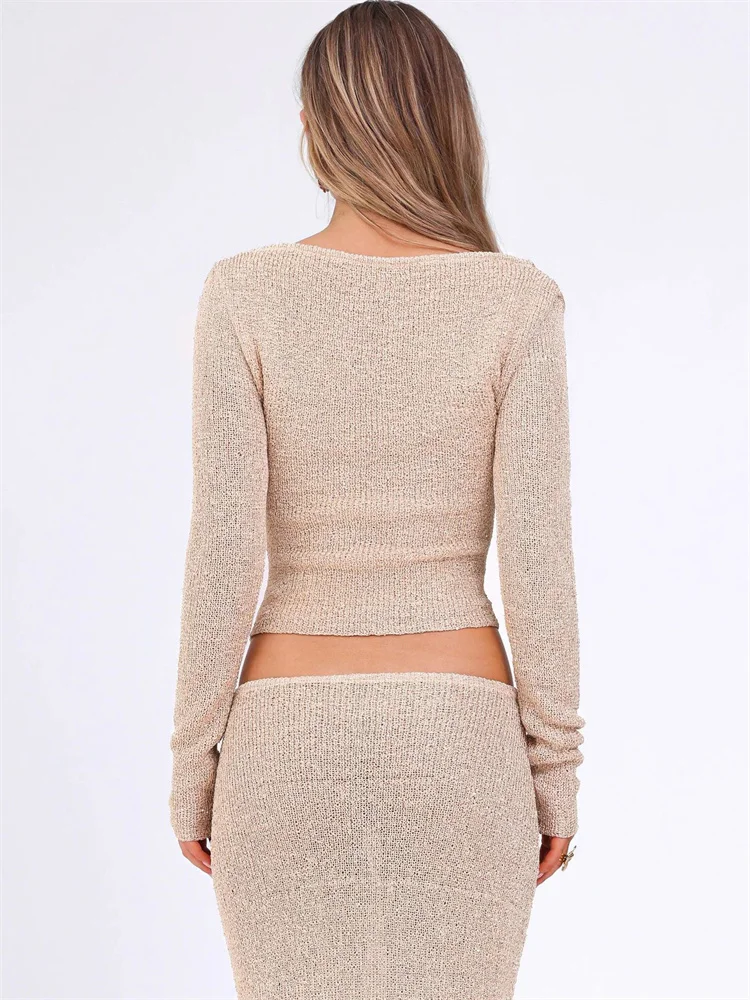 Conjunto de dos piezas de verano con aberturas y falda larga para mujer, ropa de playa holgada y transparente con parches, atuendos femeninos 2025