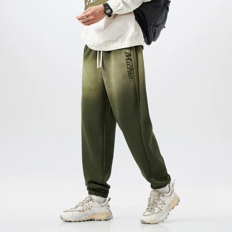 New Fashion Men's Sweatpants Loose Fitting Sports Men Pants Trendy Letters Gradient Winter Pants Trousers Gym Pants