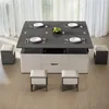 47.24" L Lift Top Coffee Table with 4 Stools, Rising Tabletop Work Table,Center Table with Hidden Storage for Living Room Space- 1