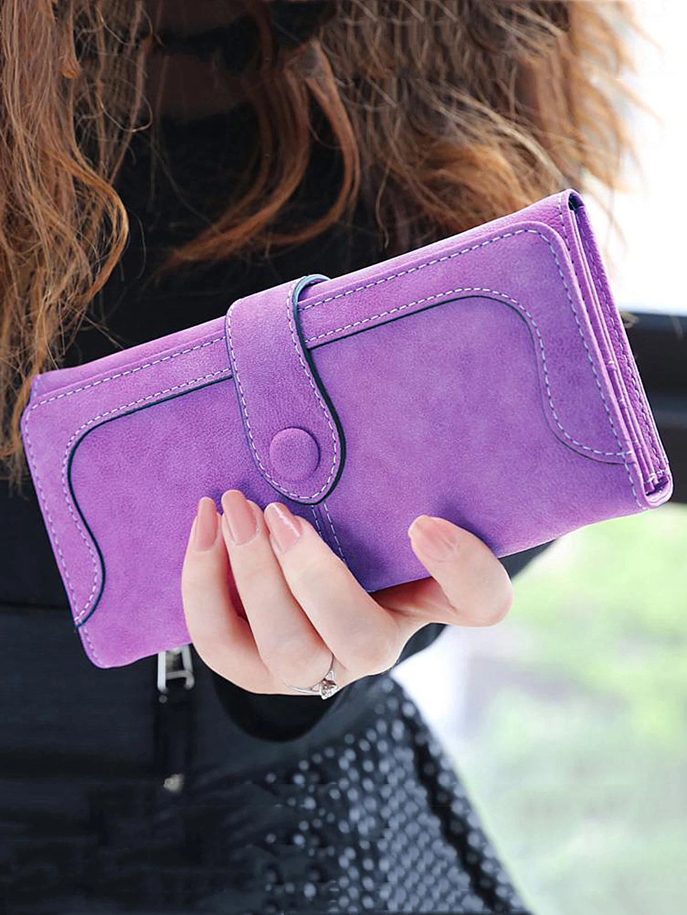 PU Leather Women Wallet – Retro Frosted Long Design