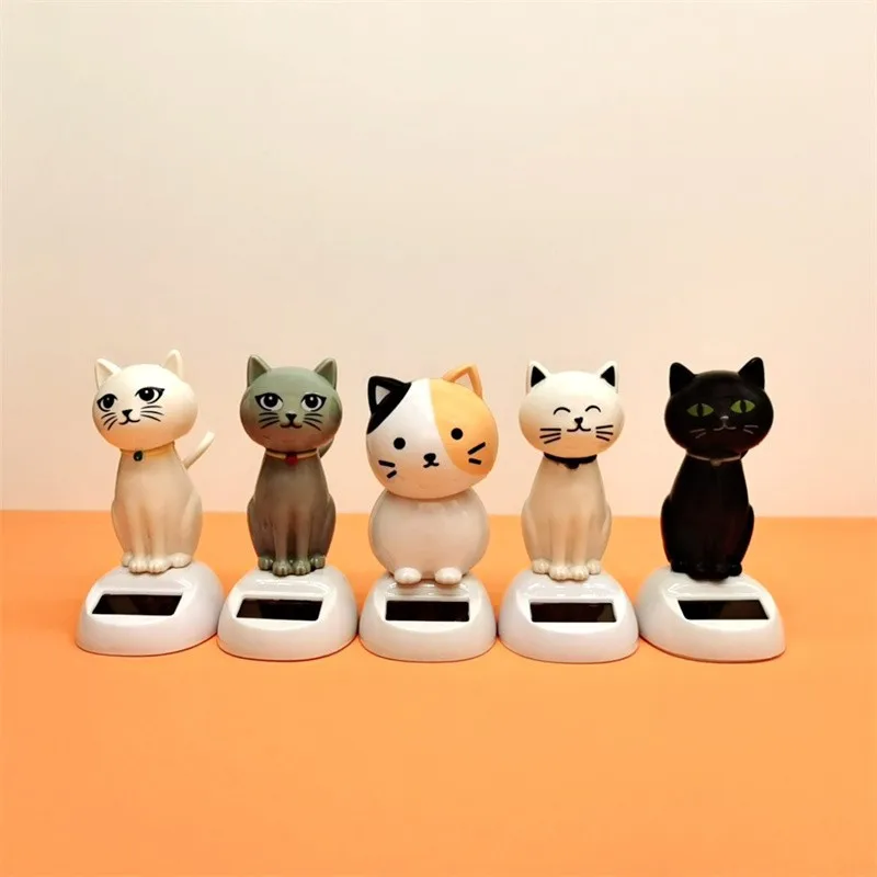 Novelty Solar Toys Cartoon Cute Cat Series Solar Swinging Doll Funny Desktop Decorations Swinging Cat Car Ornament solar kimono doll ornament