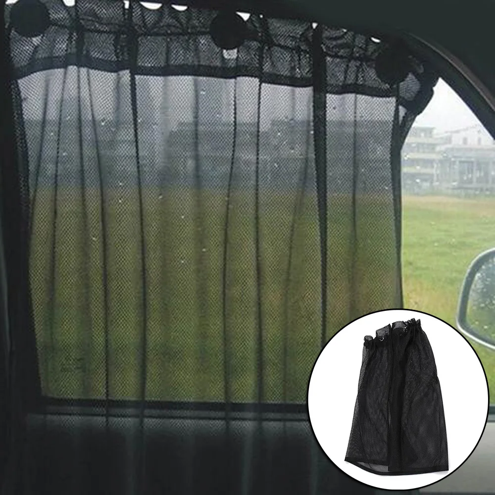 2Pcs Universal Car Sun Shade UV Protection Side Window Curtain With Suction Cups Mesh Sun Visor