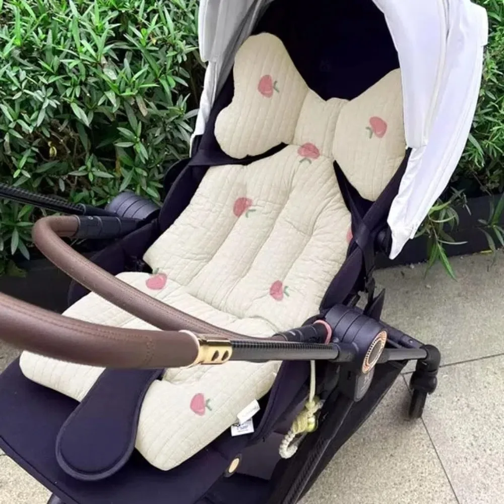 Comfort Soft Stroller Seat Cushion Skin-friendly Bear Embroidery Baby Pram Cushion Cute Infant Seat Liner Pad