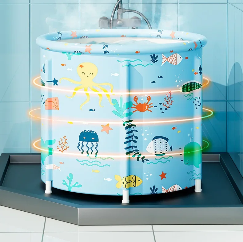 Kids Bath Bucket Baby Swimming Bucket Household Foldable Newborn Bath Swimming Pool Foldable for Children