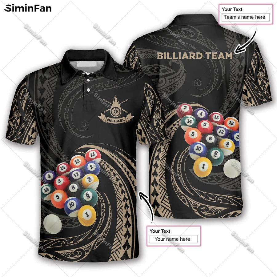 

Custom Name Tribal Billiard 3D All Over Printed Men Polo Shirt Male Lapel Tshirt Unisex Summer Turndown Collar Tee Female Top