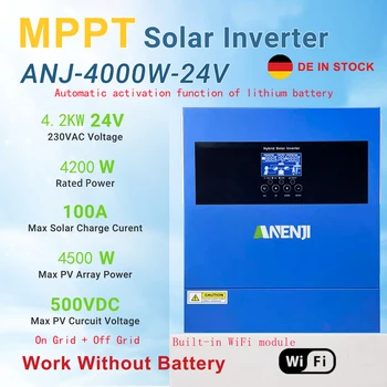 4.2KW 24V Hybrid Solar INVERTER Off/On Grid อินเวอร์เตอร์ไฟฟ้าโซลาร์เซลล์ 230V MPPT 100A คอนโทรลเลอร์ชาร์จพลังงานแสงอาทิตย์ WiFi PV 60-500VDC 1