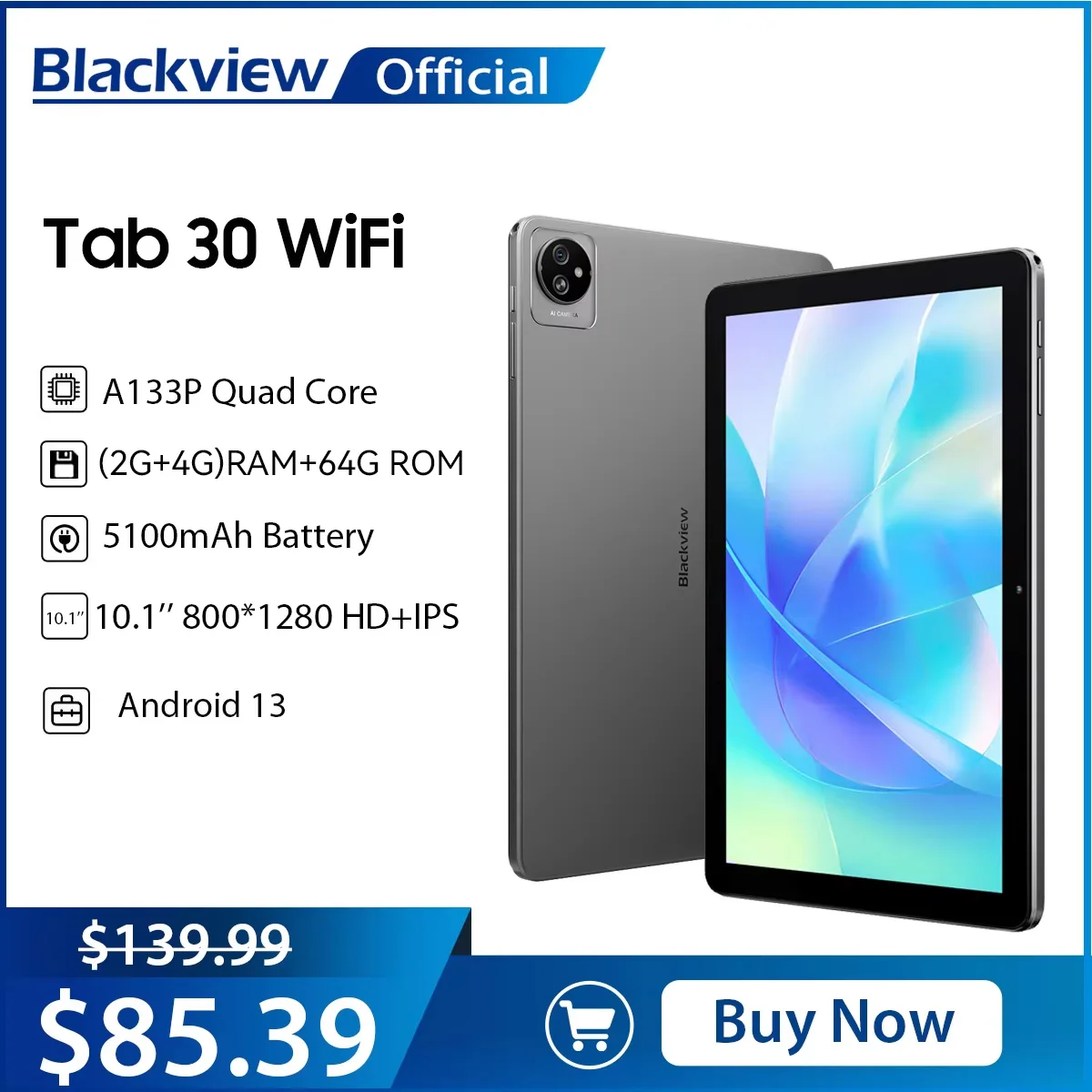Blackview Tab 30 WIFI Tablet PC 10.1'' 800*1280 HD+IPS Display
