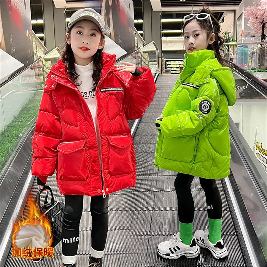 

2023 Girl Winter Down Jacket Faux Fur Waterproof Hooded Long Girl Winter Outerwear Coat 5-16 Years Teenage Girl Parka Snowwear