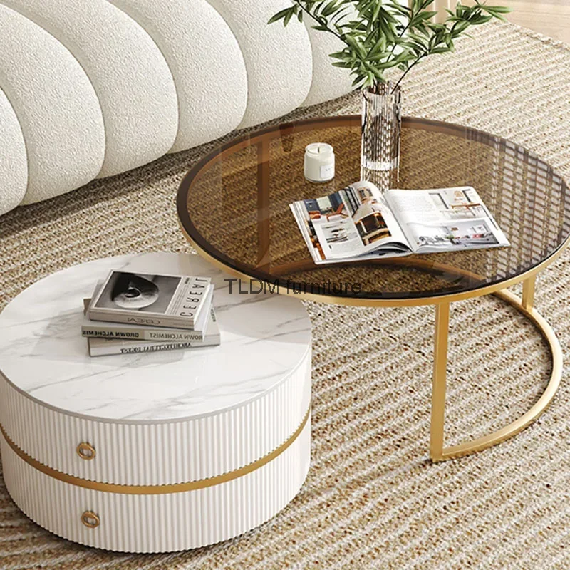 

Gold Luxury Coffee Table Living Room Nordic Novelty Aesthetic Coffee Tables Round Minimalist Table Basse De Salon Home Furniture