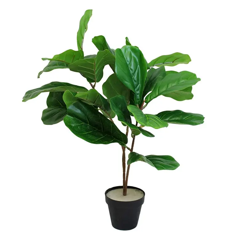 

Fiddle Leaf Fig Natural Textured Potted Plant 25" Faux Green Leaf Ficus lyrata Decor for Home Office Hotel Garden