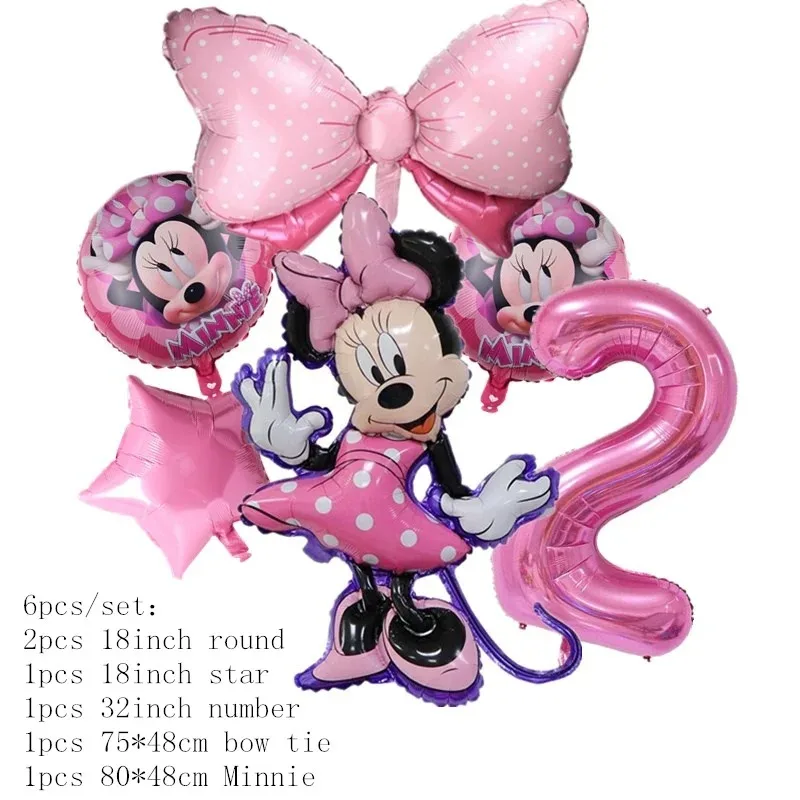 thumbnail image 1 of -Globo de aluminio de Minnie Mouse rosa para niñas, decoración de fiesta de cumpleaños, 1, 2, 3, 4, 5, 6, 7, 8, 9 °, suministros para Baby Shower, Globos de juguete para niños（C-2 as picture, 1 of 5