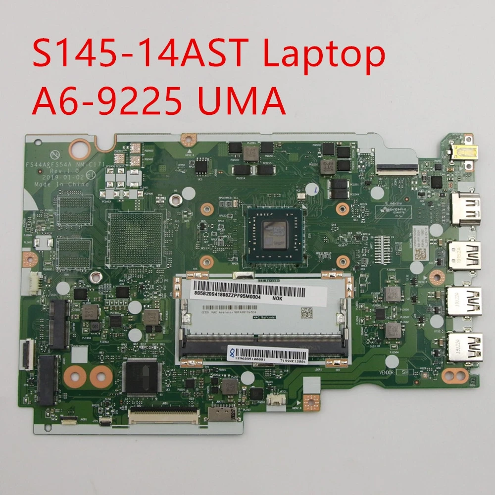 

Материнская плата для ноутбука Lenovo S145-14AST, материнская плата CPU A6-9225 UMA 5B20S41898