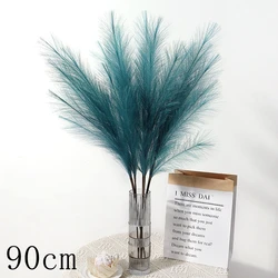 Elegant Faux Pampas Grass - Artificial Plume Grass Vase Decor, Everlasting Reeds Arrangement (Lake Green - 90cm)