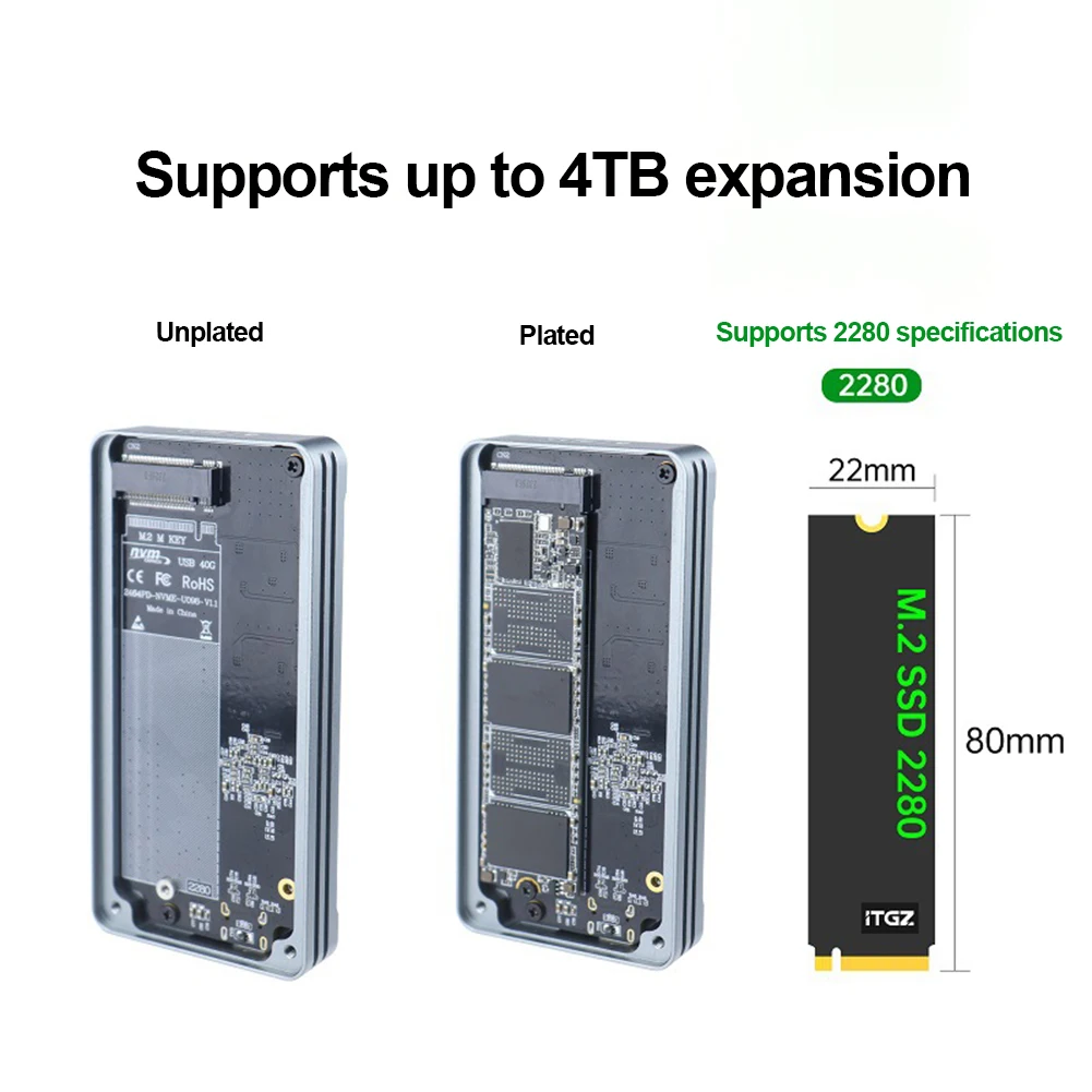 

M.2 NVMe M.2 SSD Case USB4.0 40Gbps Hard Disk Box Type-C Mobile M2 SSD Box Aluminum Alloy Thunderbolt 8PIN for Macbook Tablet
