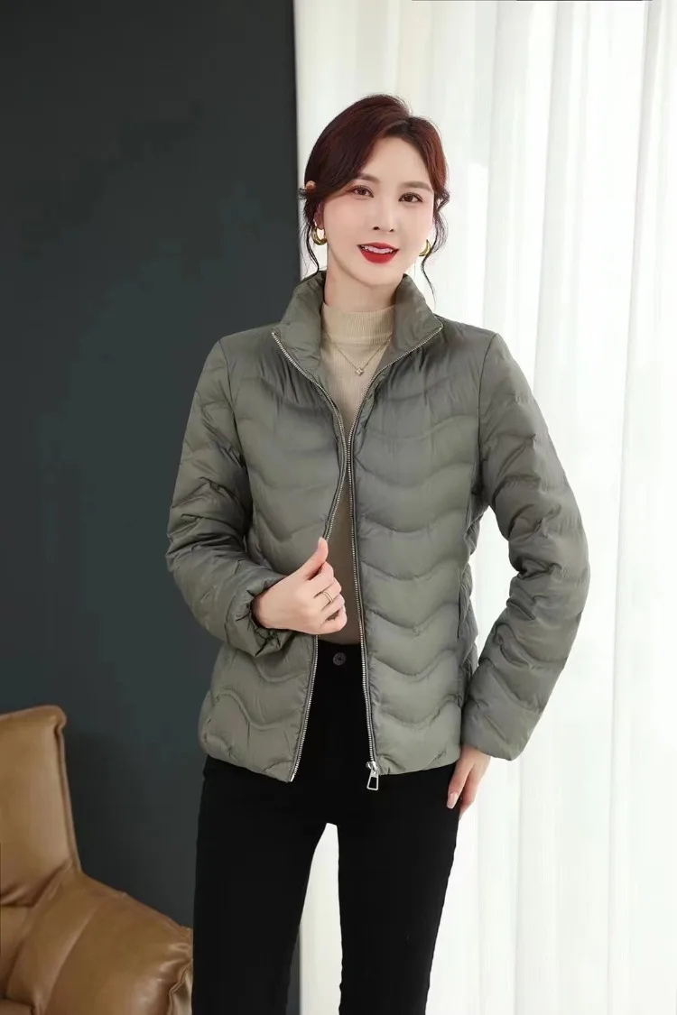 Autumn Winter down Jacket Women Padded Collared High Quality White Duck down Coat main image 1