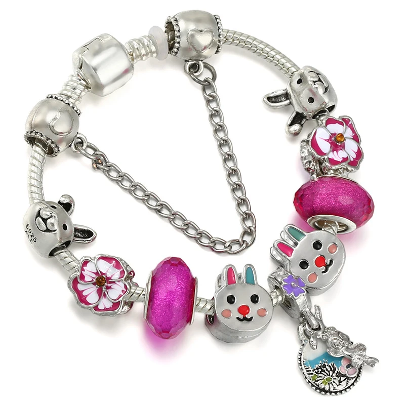 thumbnail image 1 of Pulsera de LinaBell con cuentas de Anime de Disney para mujer, joyería de moda, colgante de flor de borla rosa, dijes, brazaletes para niñas, regalos finos, nuevo, 1 of 5