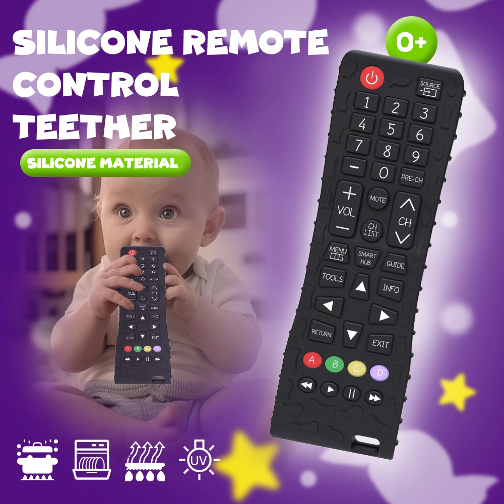 Silicone Teething Toys Silicone Baby Toys TV Remote Control Shape Teether Toy BPA Free Silicone Teething Chewing Toy Sensory Baby Accessories
