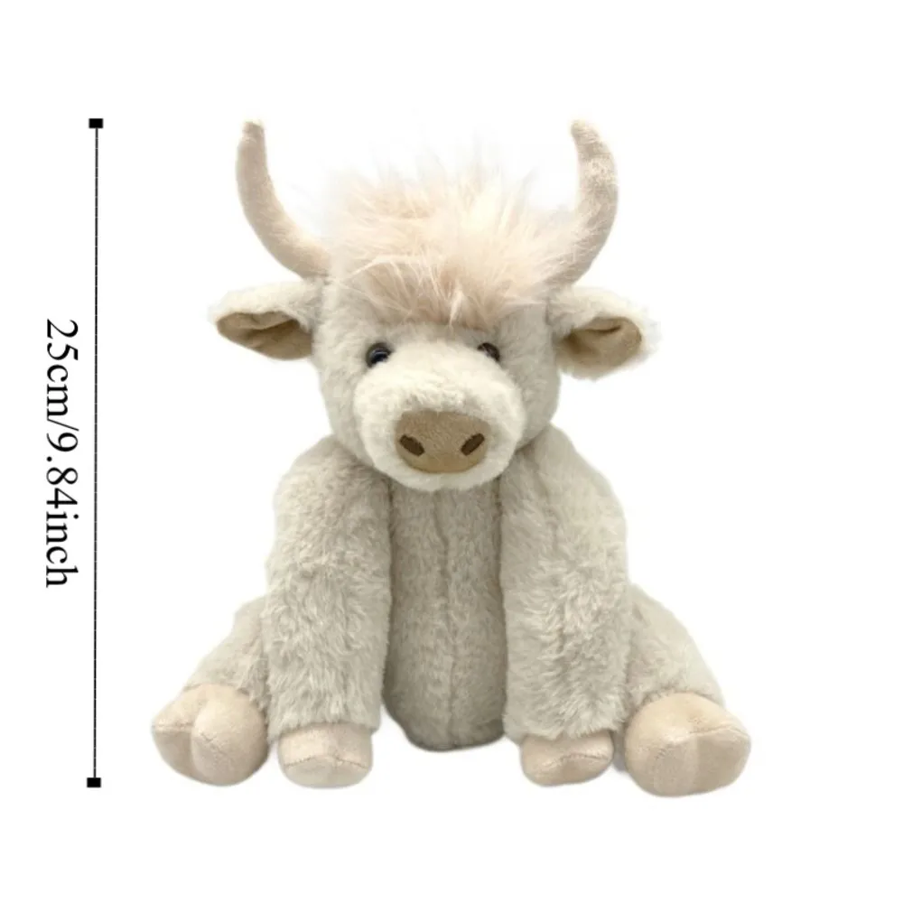 Simulation Highland Cow Joints Movable Flower Hairband Movable PP Cotton Doll Fluffy Texture Realistic Design Long Hair Yak