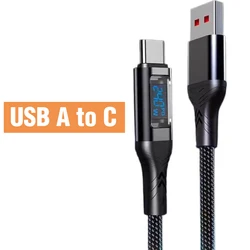 USB Type - C Cable 240W LED Display Fast Charge Nylon Braided Cord - 1M (USB A to C)