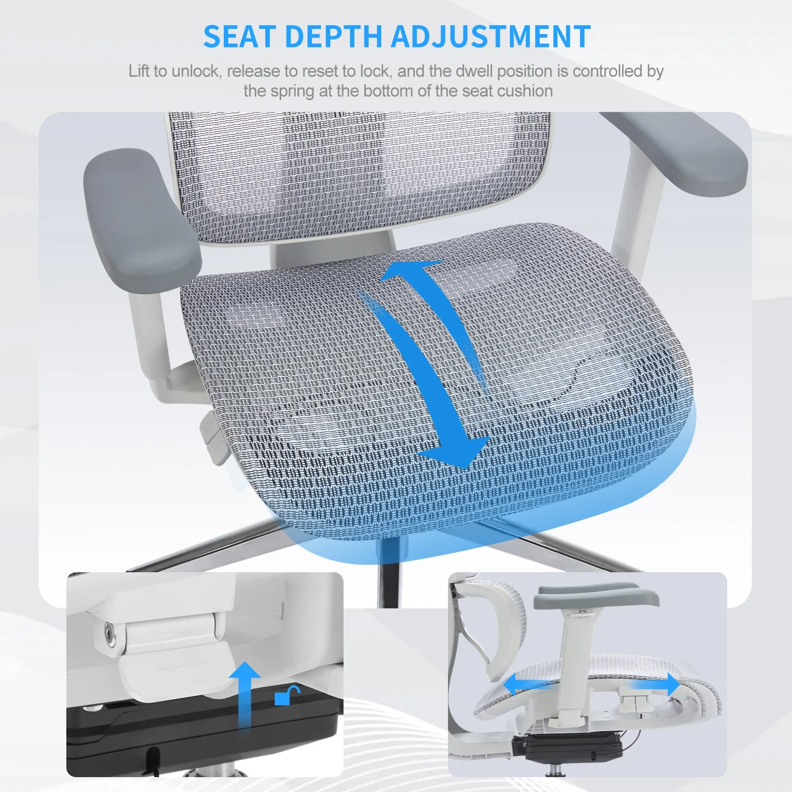 Ergohuman Modern Design Ergonomic Office Chair Full Mesh with Swivel Wire Control White Shell Grey Mesh Executive Home Use AliExpress 1503