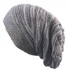 Men and Women Hat Mixed Color Cotton Striped Hip Hop Winter Warm Hat Beanies Knit Long Loose Hat Outdoor Warm Pullover Caps 3