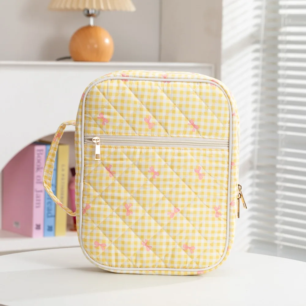 Quilted Portable Book Sleeve with Zipper Dustproof Carrying Case