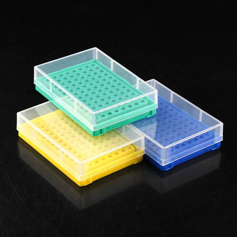 96-Holes PCR Tube Rack 0.2ml Centrifuge Tube Box With Transparent Lid , 3pcs