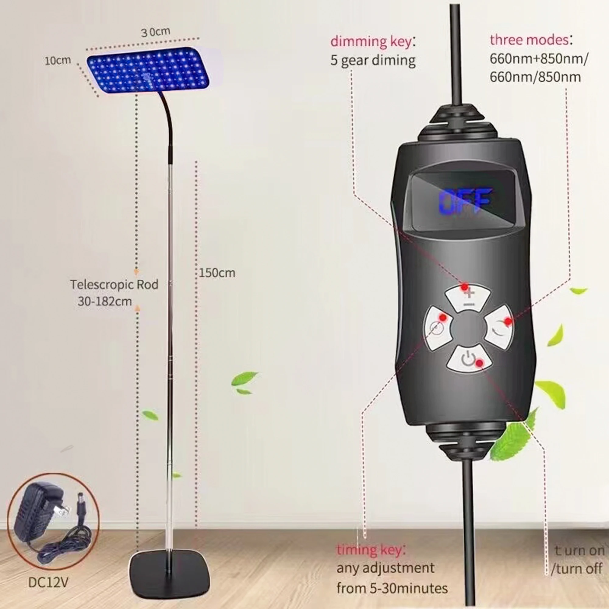 50W Tanning Lamp 460+490nm Wavelength 126LED 48PCS Blue Light Lamp Professional Tanning Face and Body Home Skincare Tools