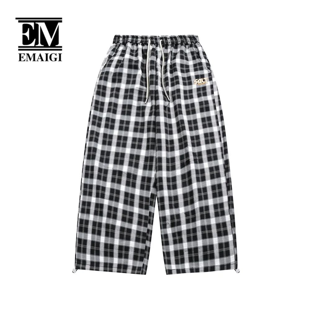 

Men Cityboy Streetwear Fashion Loose Casual Outdoor Wide Leg Plaid Cargo Pants Couple Jogger Pant Women Oversize Trousers